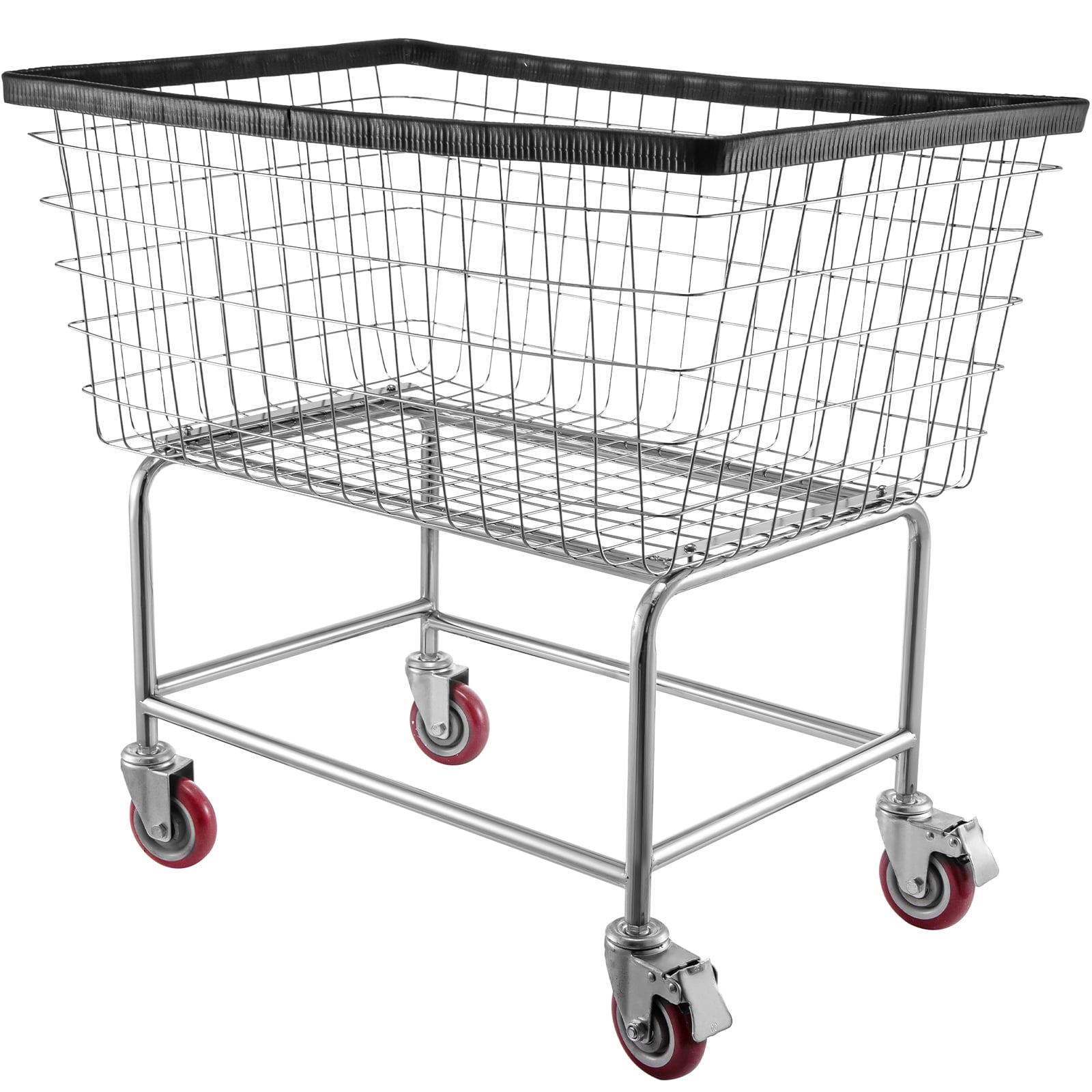 Wire Laundry Cart, 4.5 Bushel Wire Laundry Basket With Wheels, 35''x15.7''x22'' Commercial Wire Laundry Basket Cart, Steel Frame With Chrome Finish, 5'' Casters, Wire Basket Cart For Laundry_voghion.com